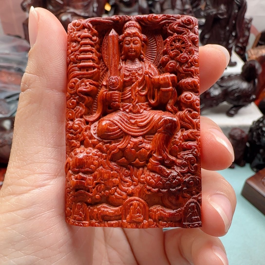 小叶紫檀把件文殊菩萨