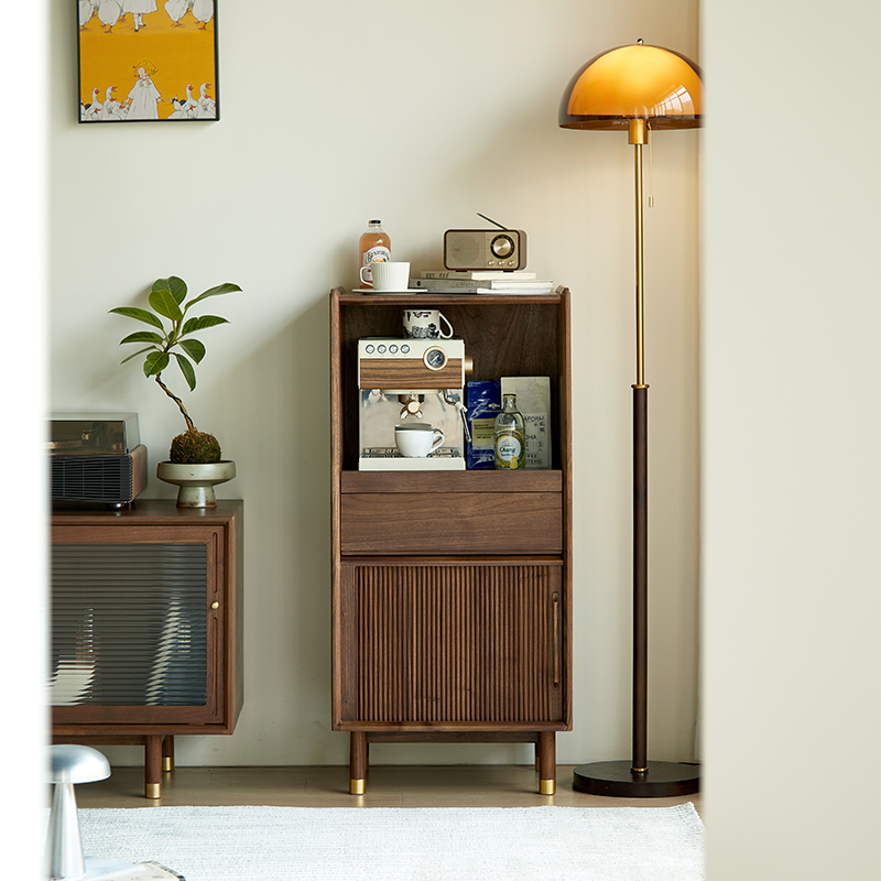 蓉姐严选【山川边柜】北美黑胡桃木边柜可收纳展示柜落地多层大容量