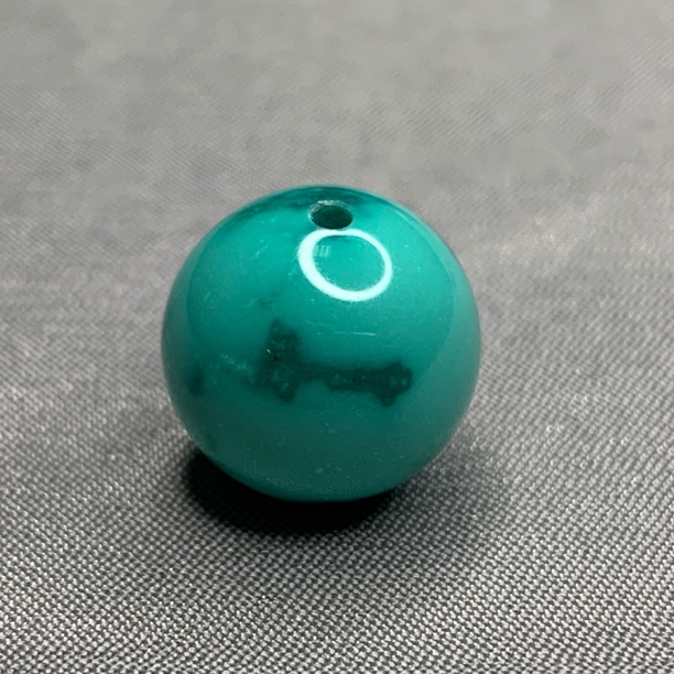 原矿绿松石圆珠，直径13.9mm重3.88克