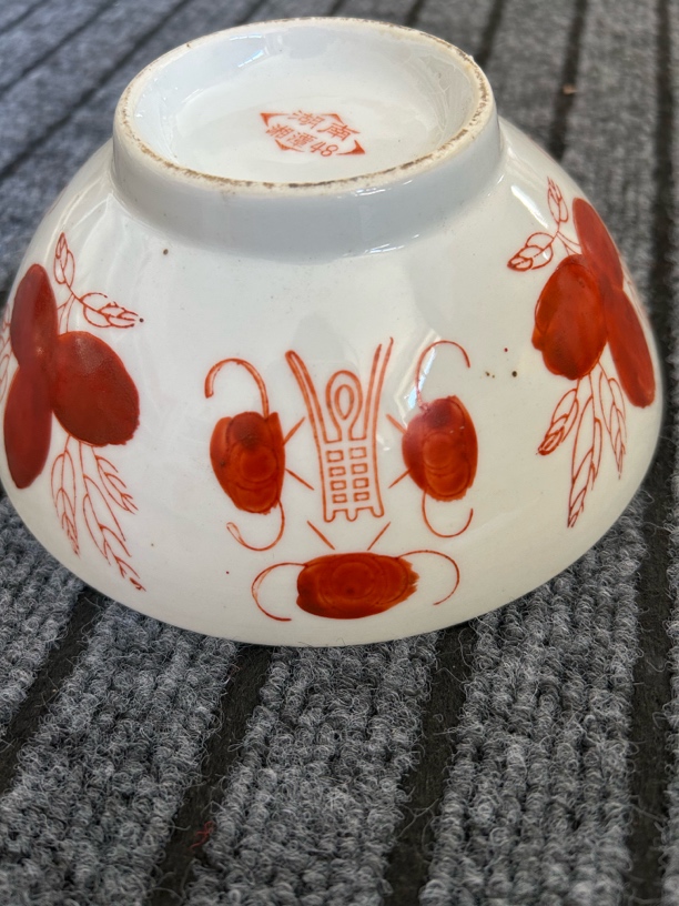 矾红大花碗全美品 手工手绘陶瓷大碗