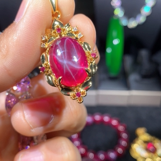 戒指银S925镶嵌红宝石用****5