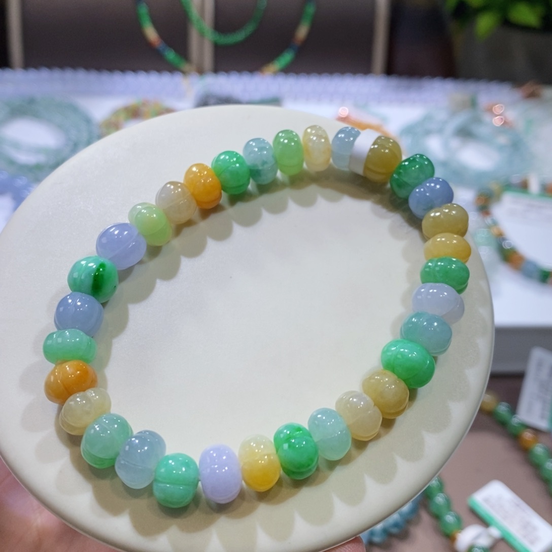 翡翠手链未镶嵌多宝南瓜珠手串