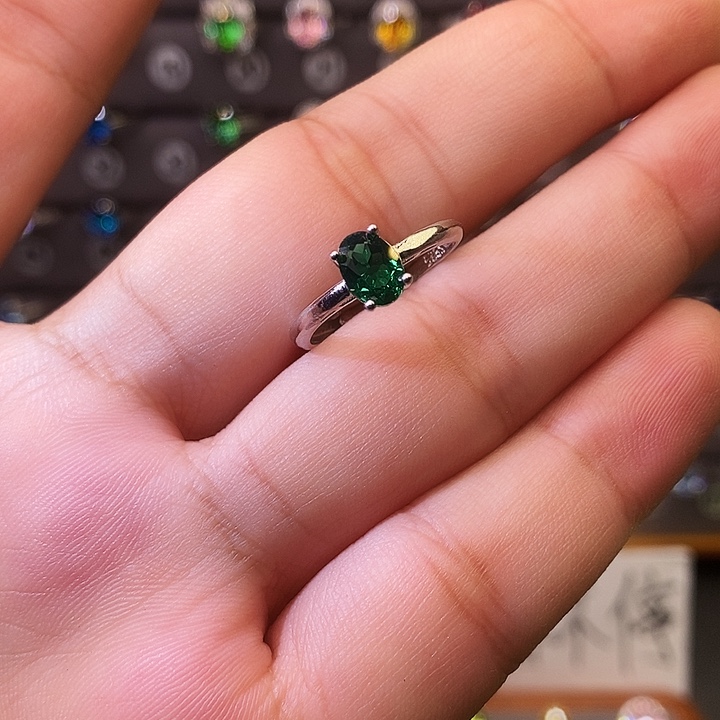 戒指绿色碧玺银S925镶嵌