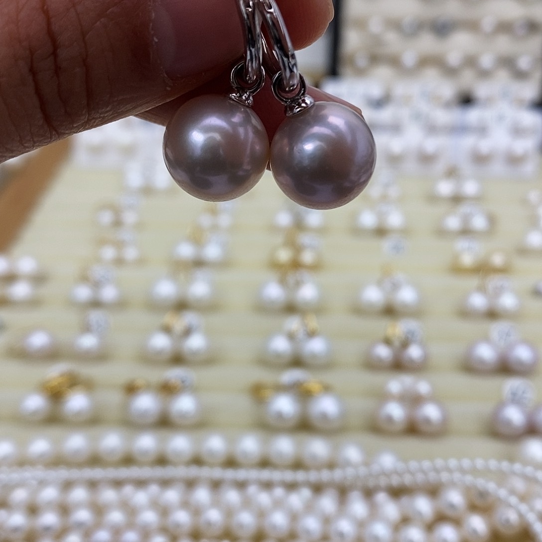 淡水珍珠耳饰银S925镶嵌