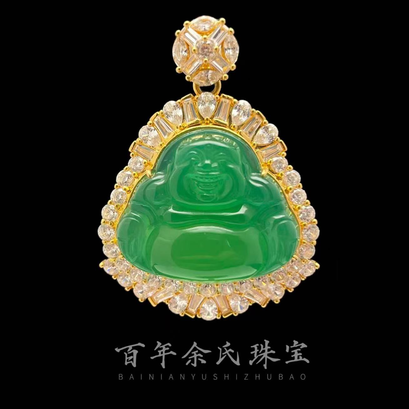 佛公-足金999黄金高定镶嵌吊坠4.94克净金重