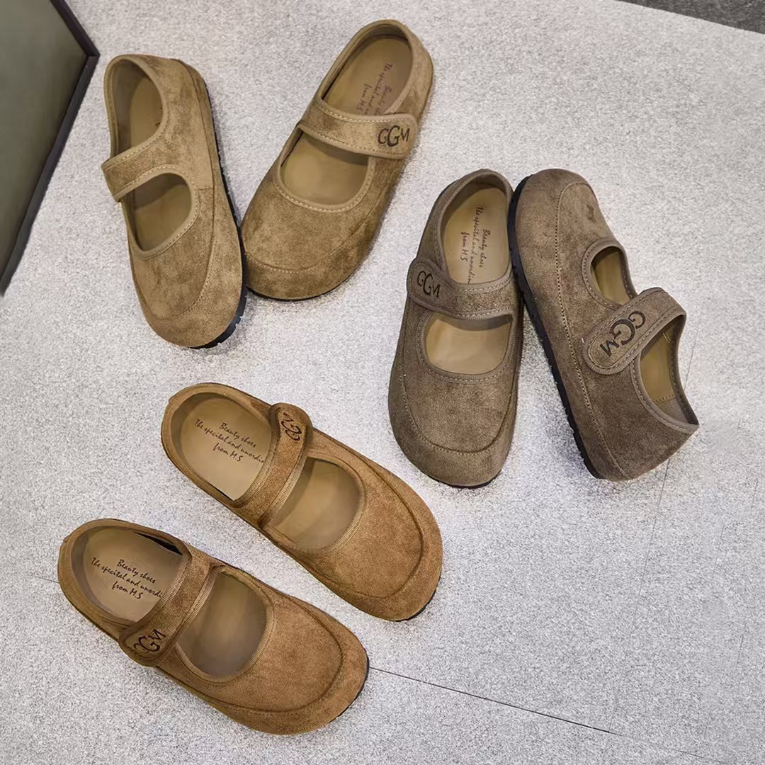 网红春季魔术贴一脚蹬包头懒人鞋女士休闲浅口鞋博肯鞋