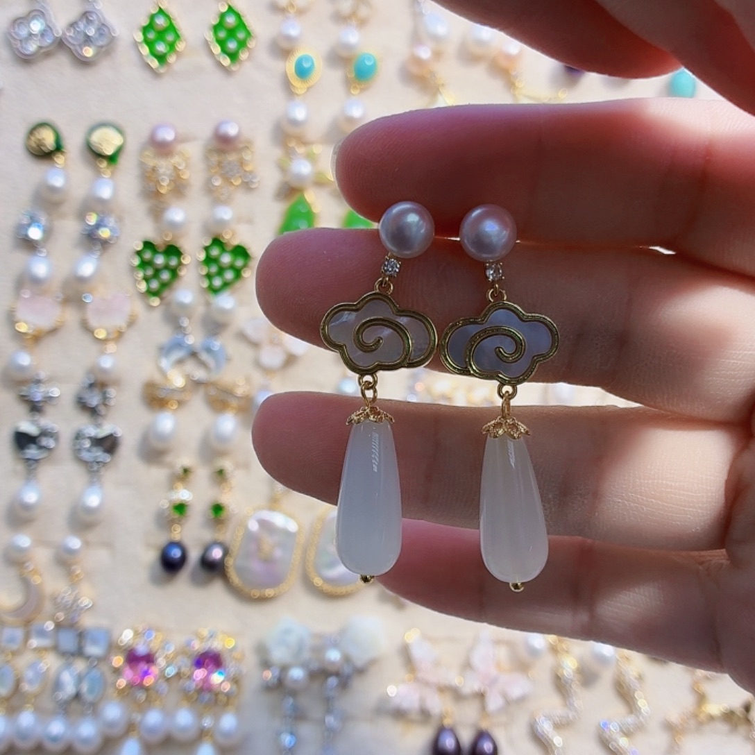 淡水珍珠耳饰合金