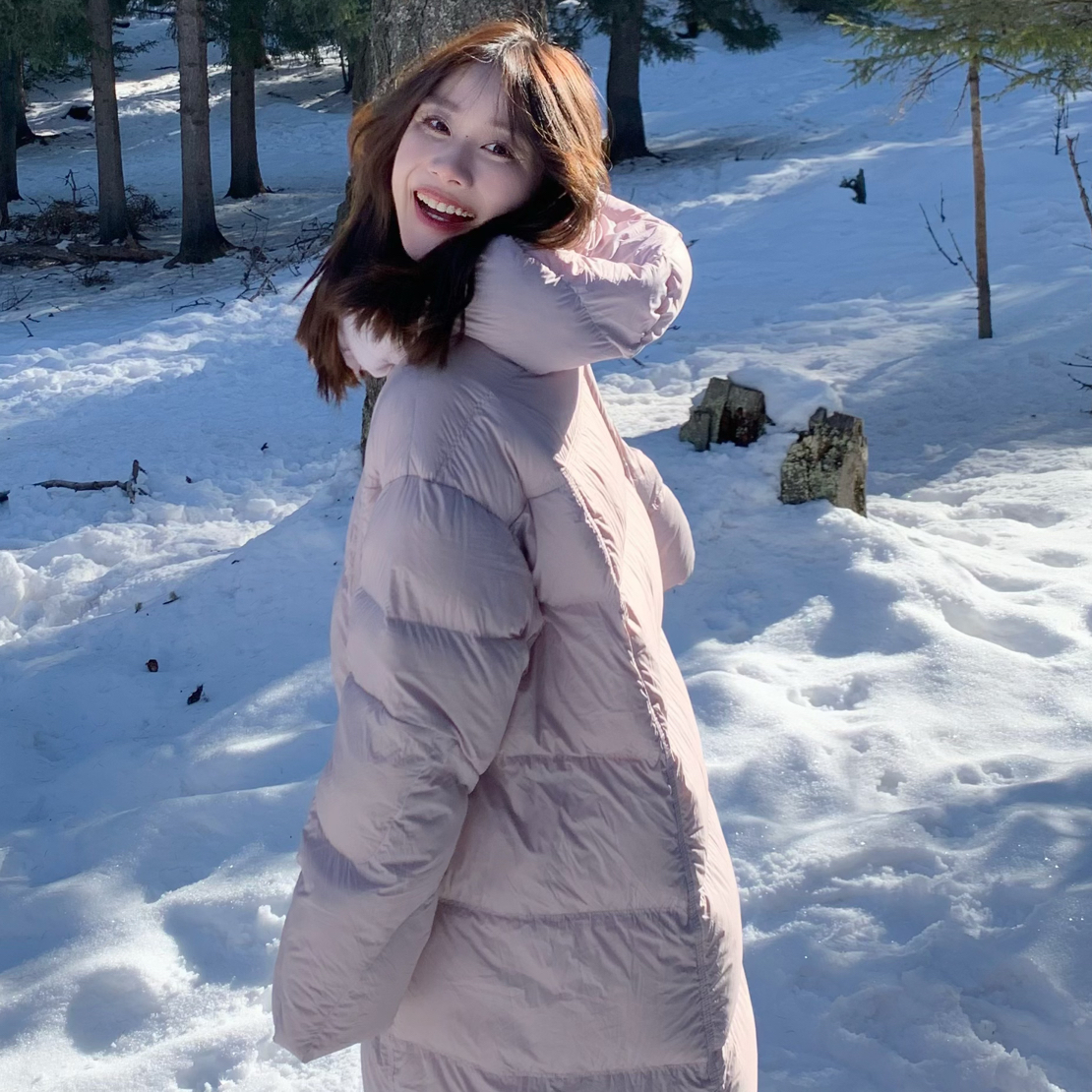 梦里-陳 海岸来信 过膝长款加厚连帽嘎嘎外套