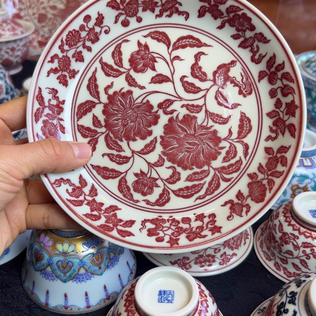 H正绎堂全红山茶花壶承