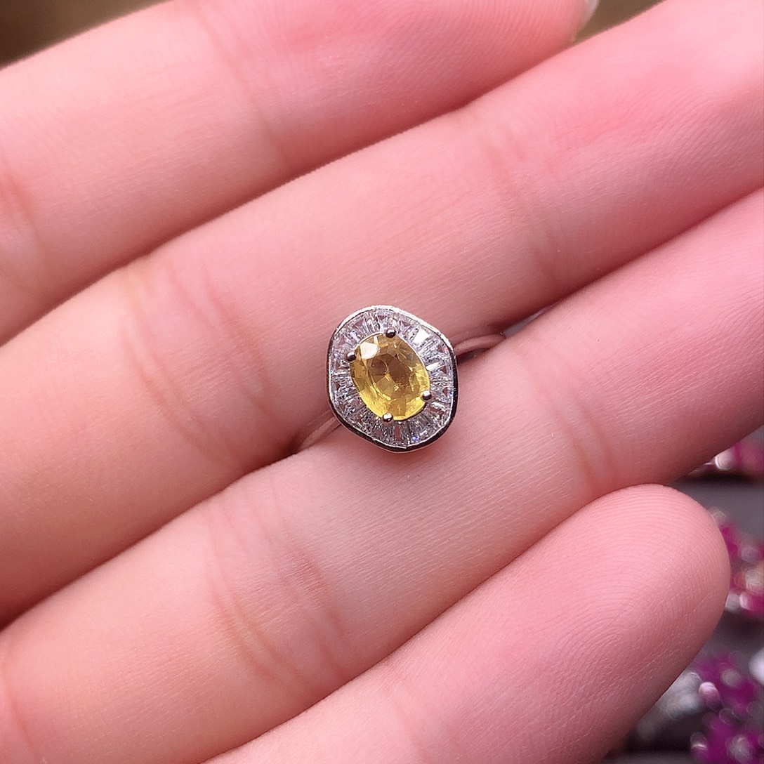 蓝宝石戒指银S925镶嵌