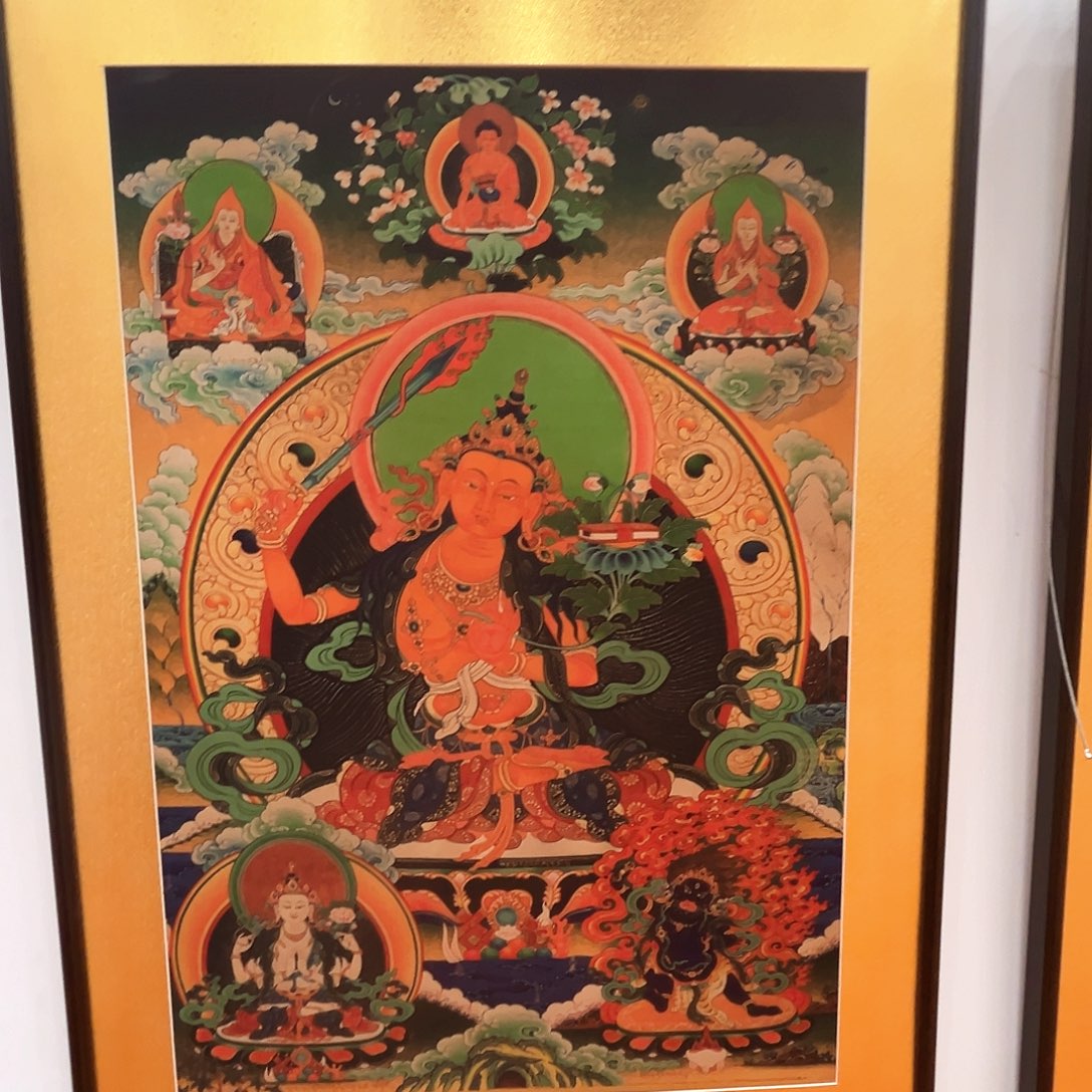 卷轴画花***开唐文殊12345