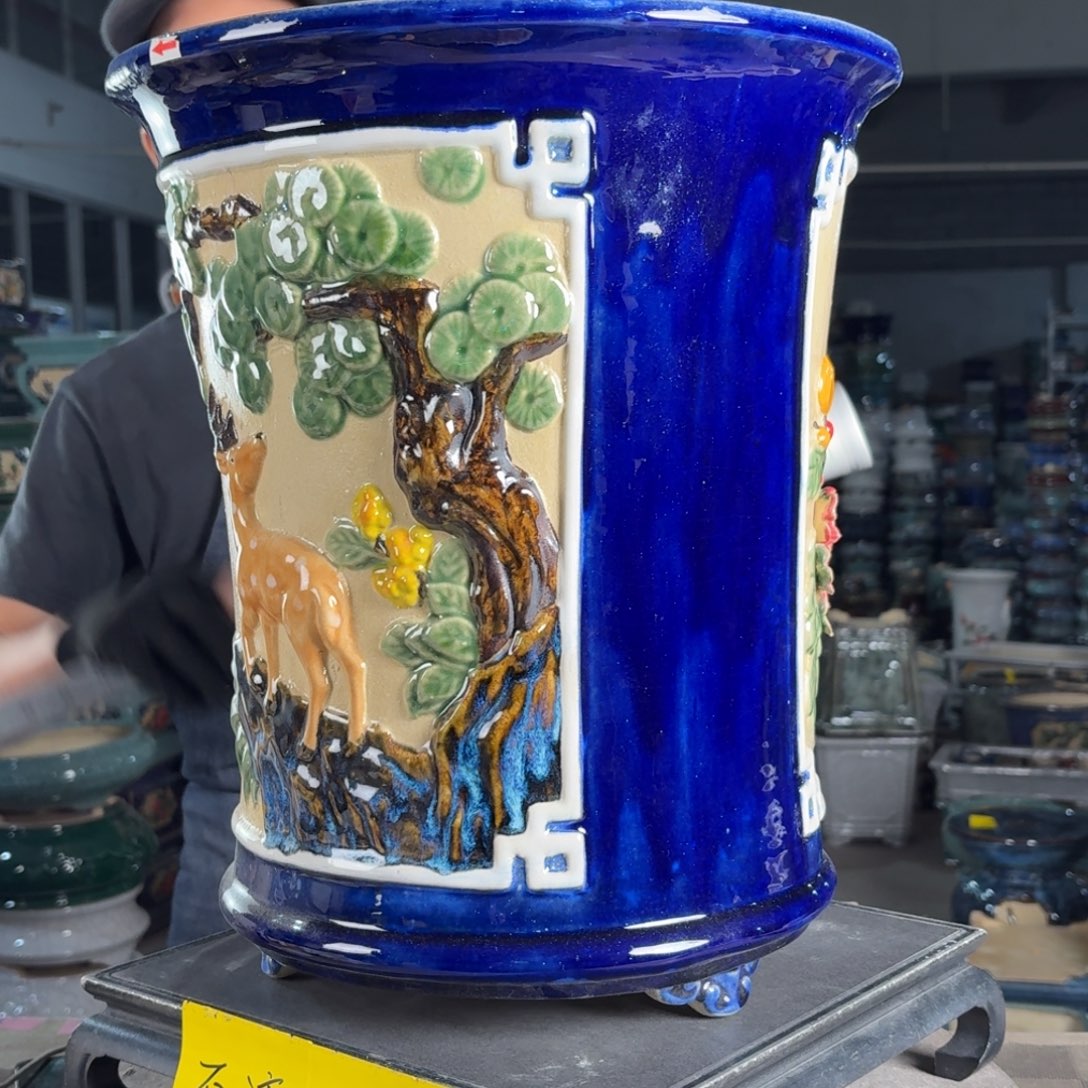 一风堂石湾花盆 内28*37修补痕迹微瑕