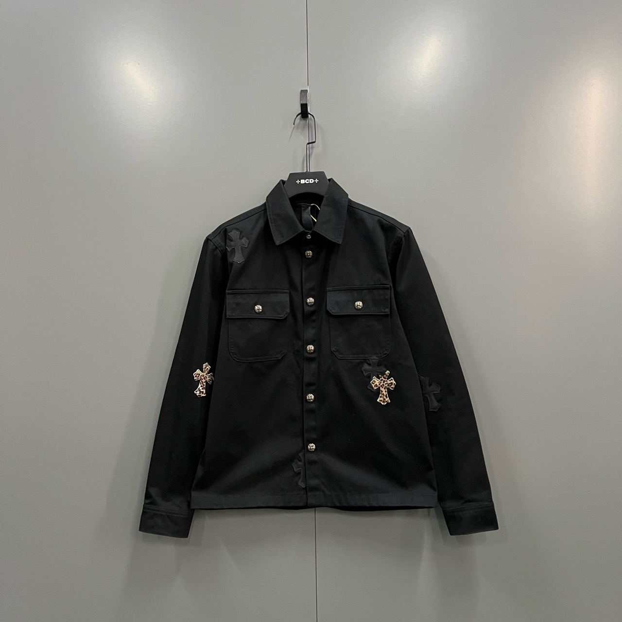 （bb）120 克罗心 豹纹十字架拼皮牛仔夹克M码/95新/100000/302559