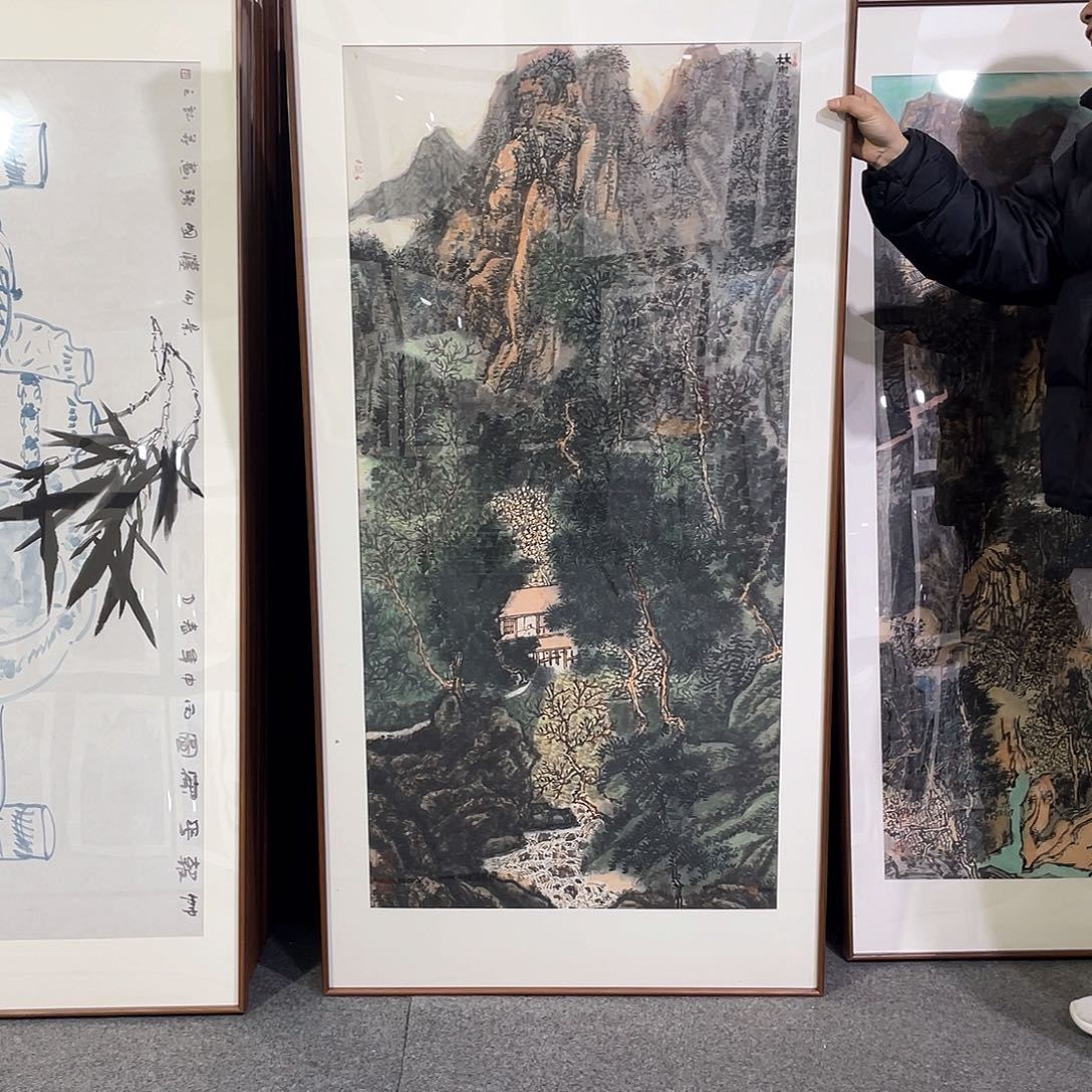 国画手绘画作品带框