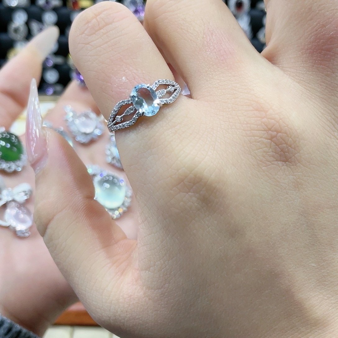 托帕石戒指银S925镶嵌