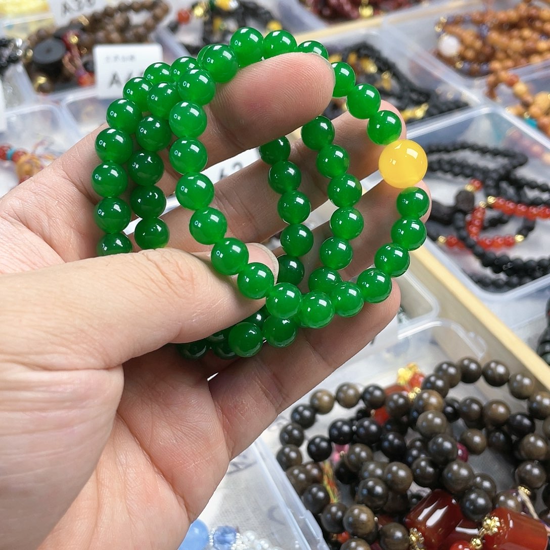 檀香木手串银S925镀金镶嵌