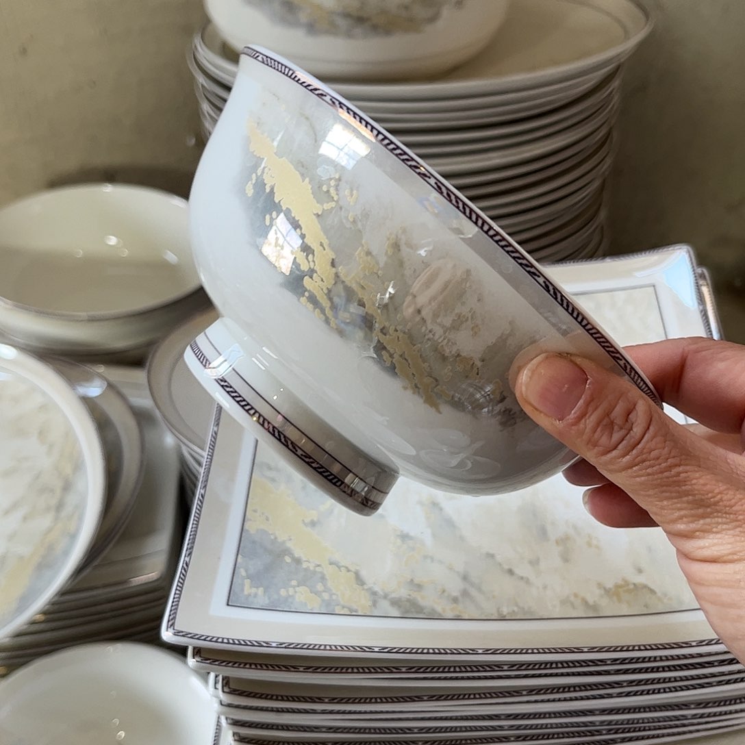 瓷片海岸六寸面碗四个微瑕