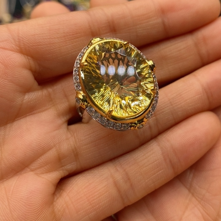 水晶戒指银S925镶嵌天然水晶戒指