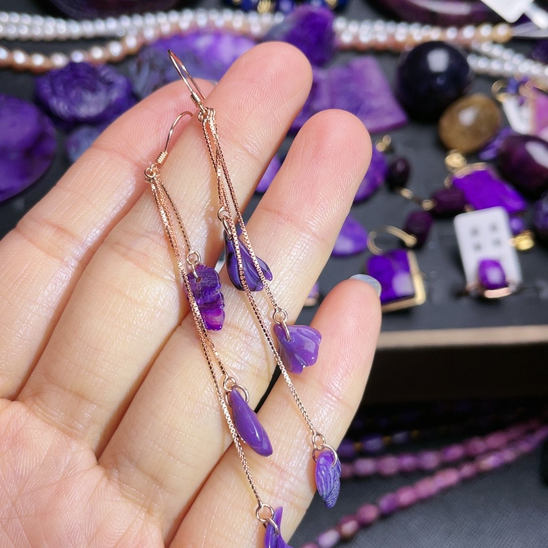 银S925镶嵌苏纪石（舒俱来）耳环