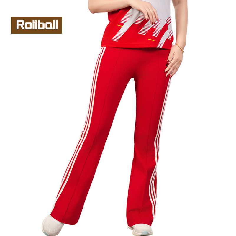 华柔新款华悦红色喇叭裤显瘦