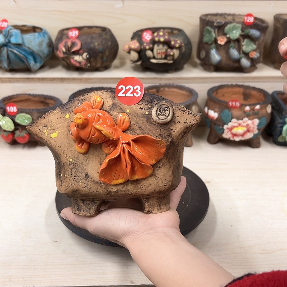 紫砂花盆223号内口 15.5×9外高12
