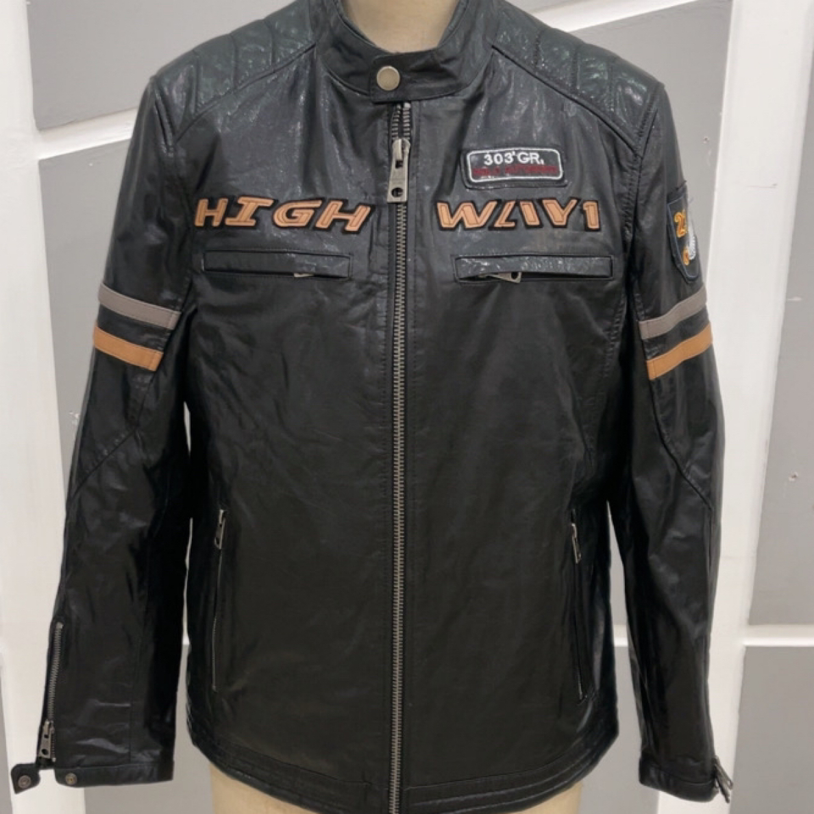 男士真皮牛皮油蜡皮秋冬新款立领赛车服