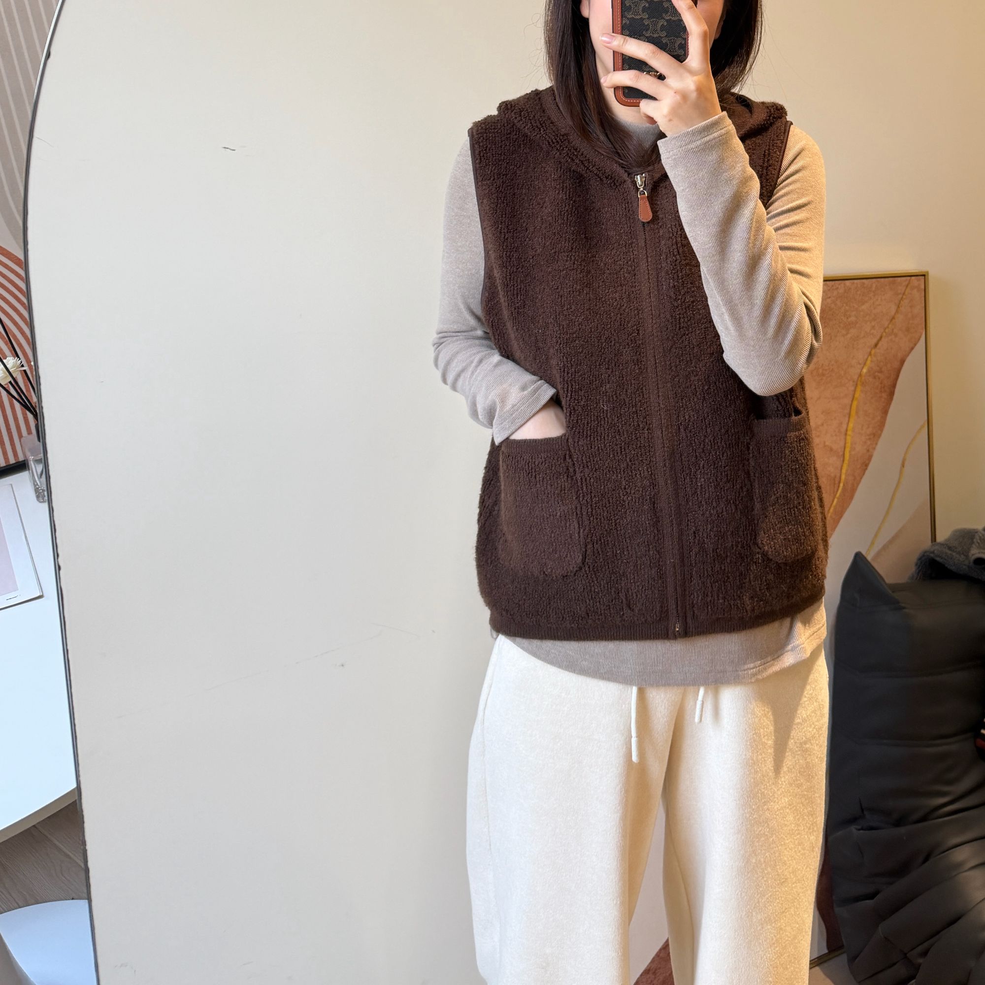 NANA【可可马甲】秋冬宽松软糯连帽拉链毛衣马甲外套百搭显瘦C0647