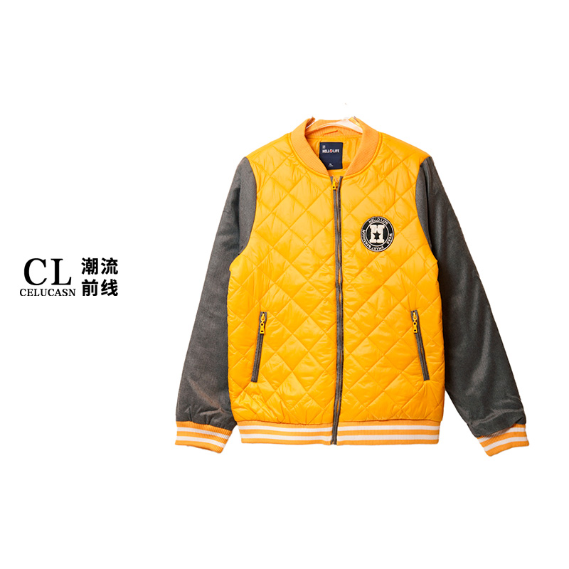 HAVFH034#秋冬新款女装拼色字母刺绣棉棒球服休闲棉衣外套潮