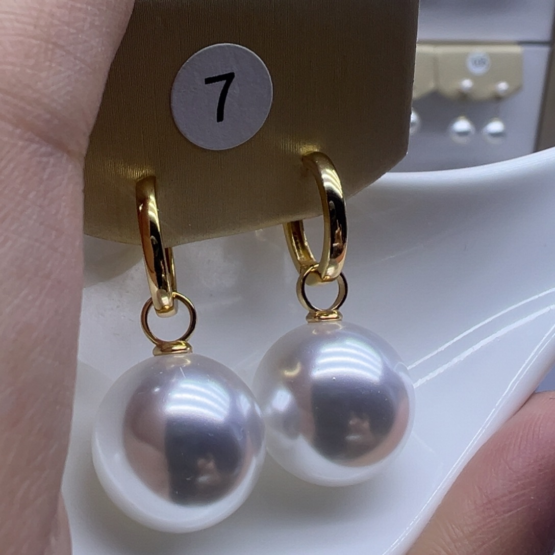 耳饰银S925镶嵌淡水珍珠