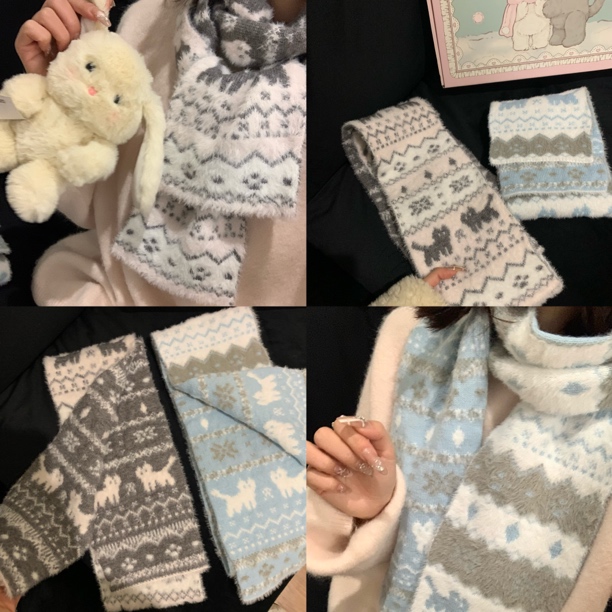suiii•“小猫来信～”双面提花围巾女秋冬季保暖复古百搭学生