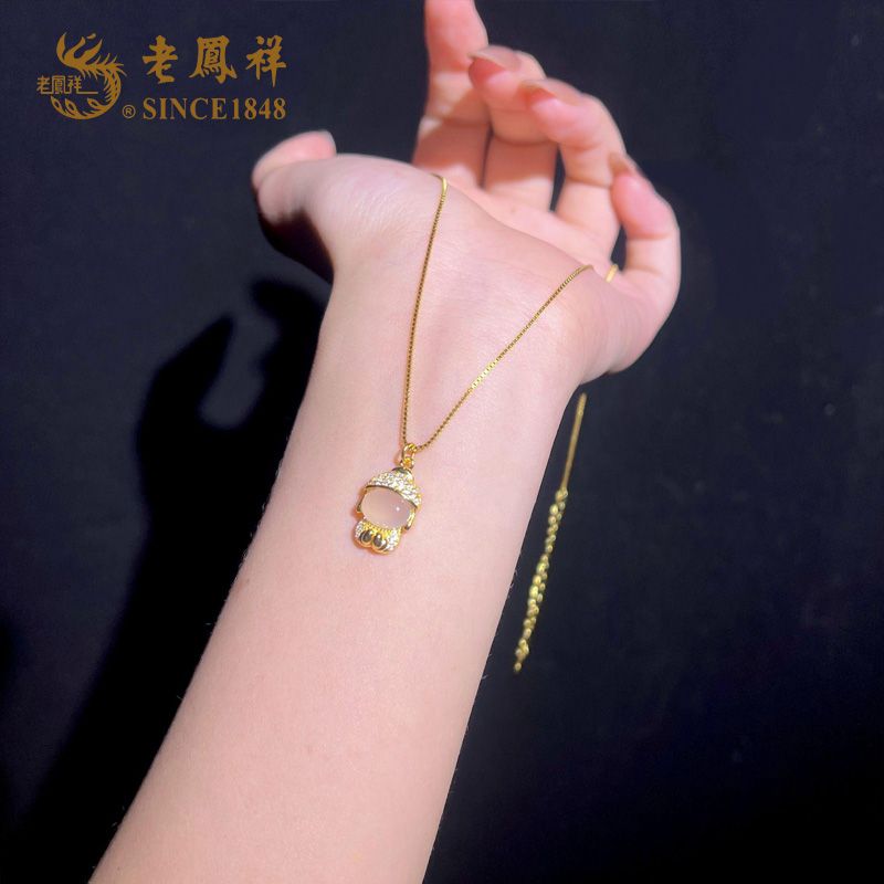 老鳯祥 坠链均925银 小福星-宝宝佛项链新中式小佛公萌趣可爱项链
