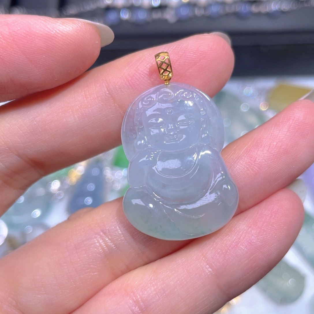 颈饰18K金镶嵌翡翠翡翠