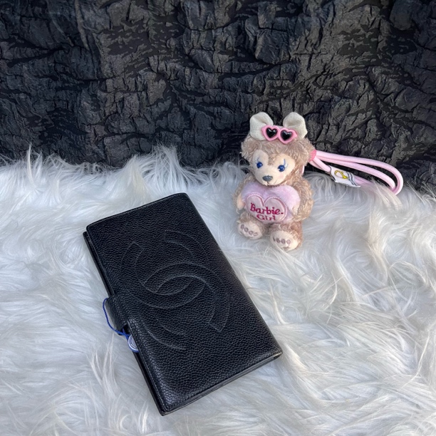 95新 Chanel/香奈儿 香奈儿黑色双C浮雕logo手拿包钱包