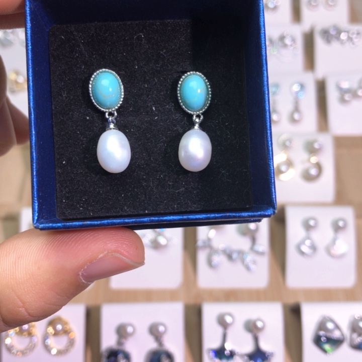淡水珍珠耳饰银S925镶嵌