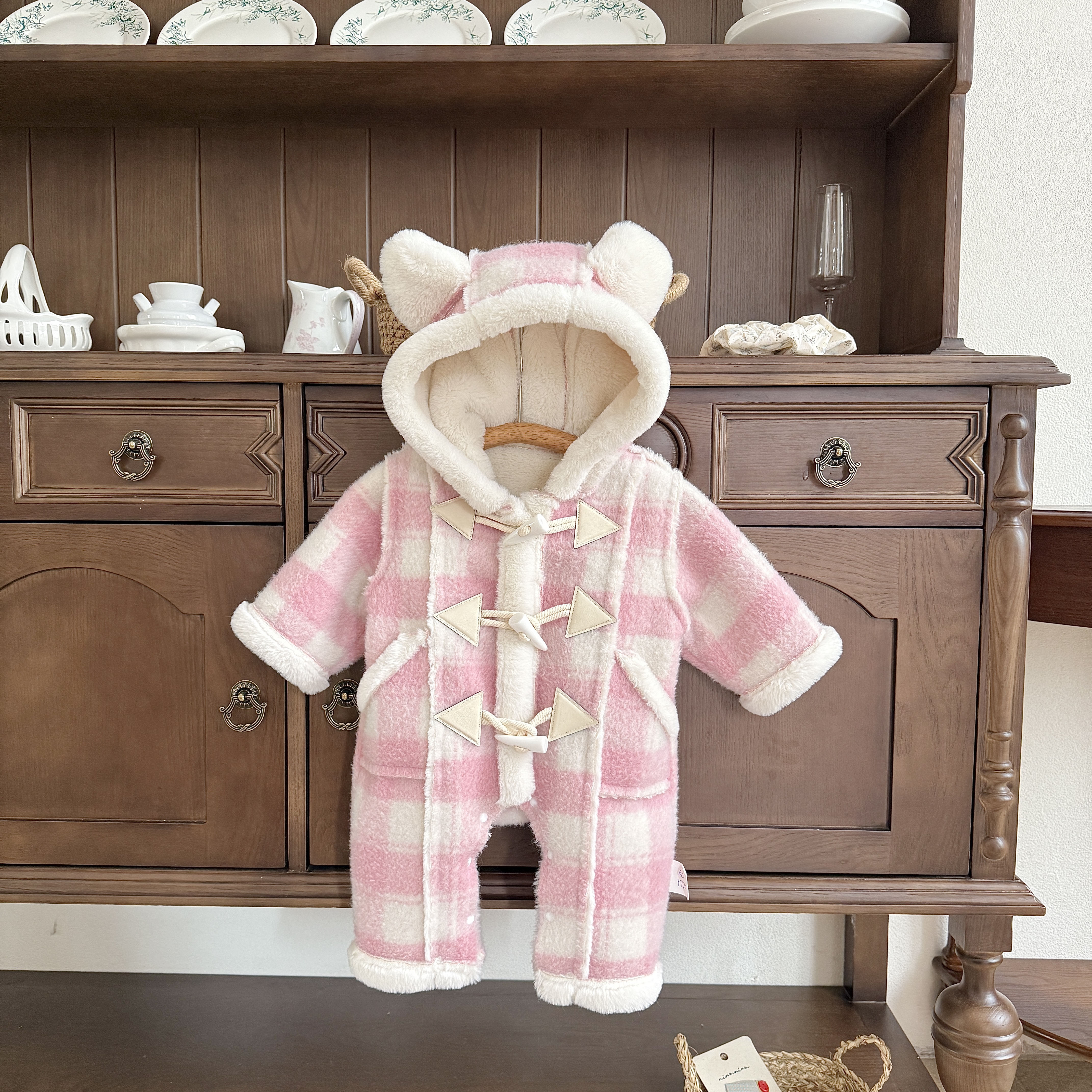 婴童可爱爬服冬季毛毛衣连体衣加厚加绒
