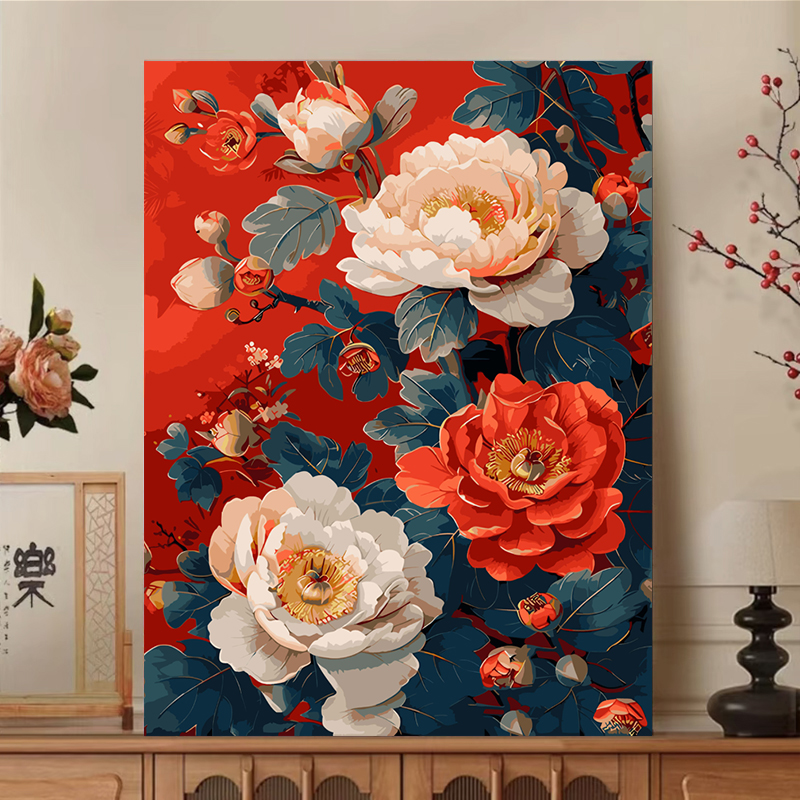 数字油画风景丙烯画diy手绘莫奈系列填色绘画油彩画手工画成人