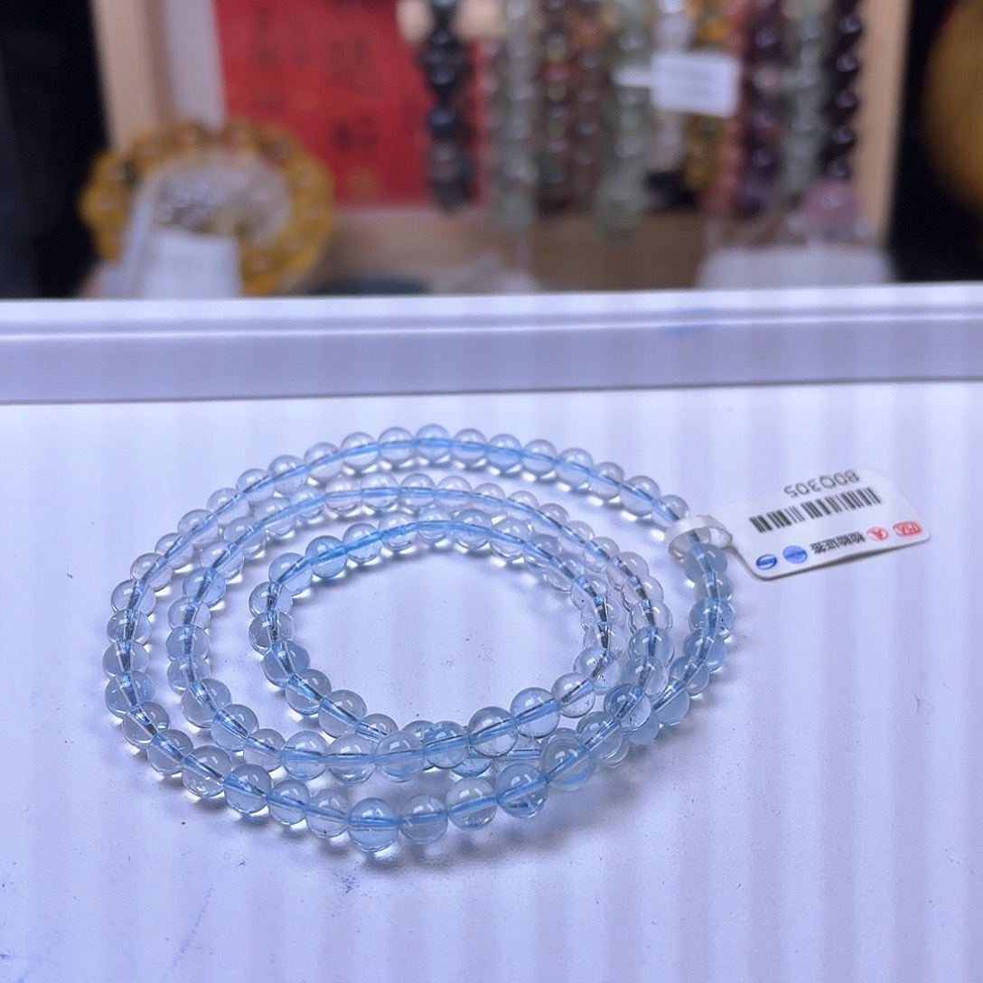 水晶手链未镶嵌海蓝宝冰川蓝5.8