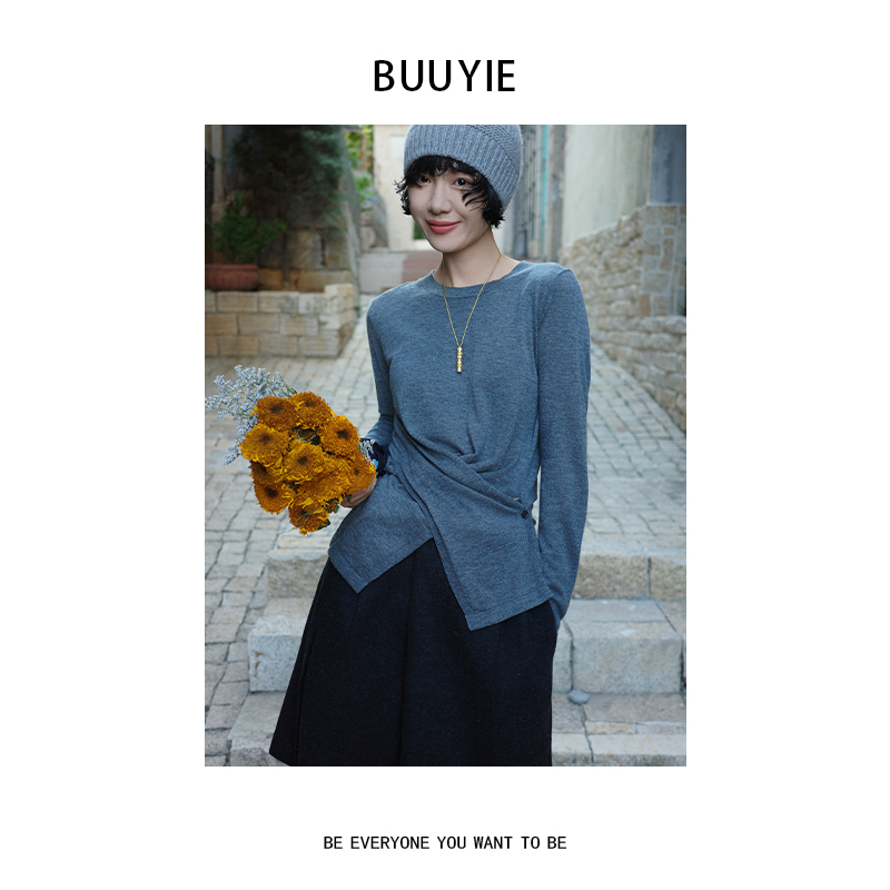 BUUYIE 25SS【小蛮腰】时尚洋气设计小众感宽松百搭毛衣 250949