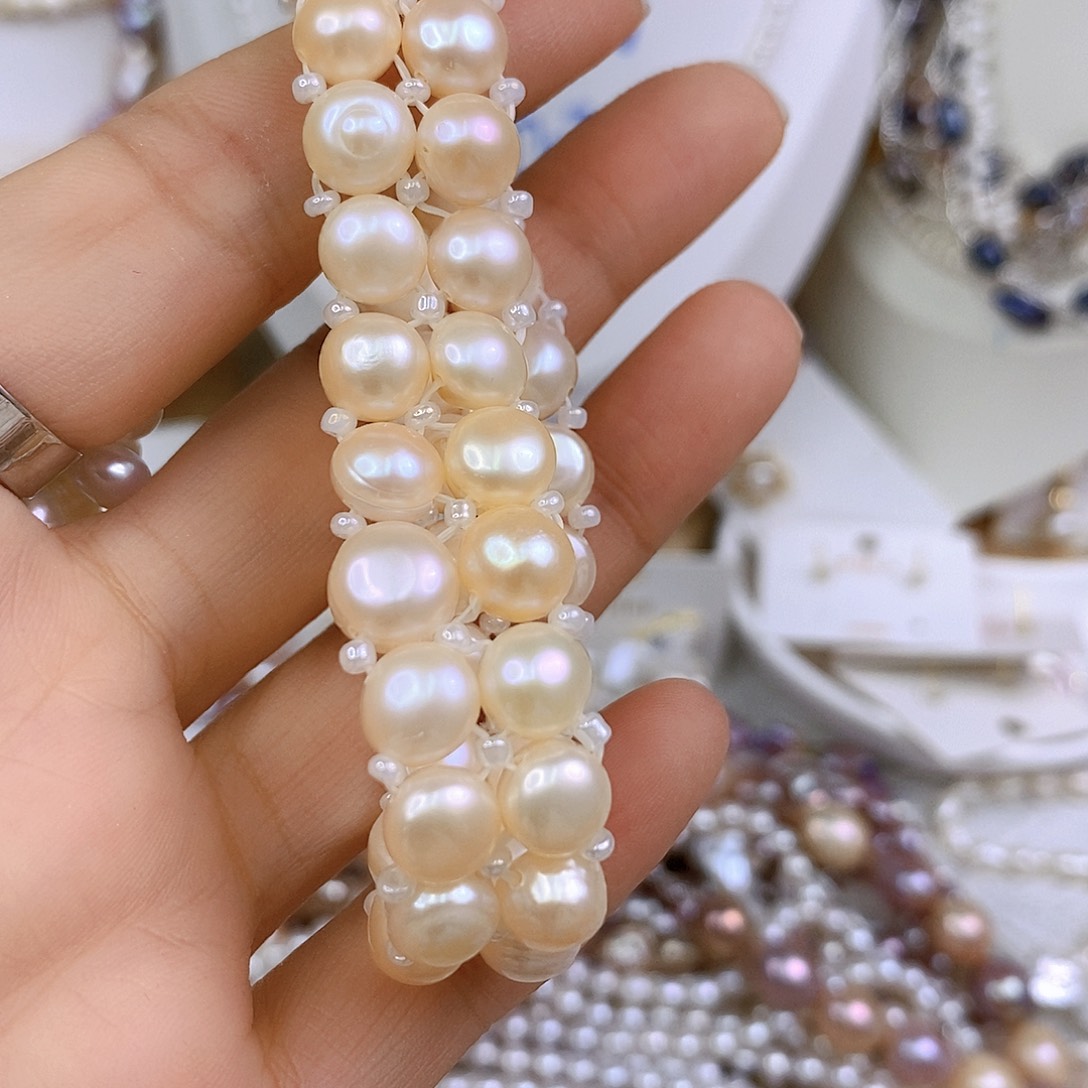 淡水珍珠手绳合金