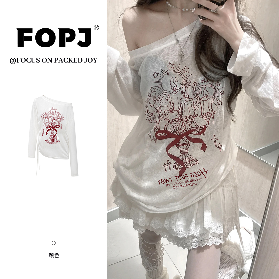 FOPJ夏季复古纯欲风透气长袖防晒罩衫T恤女慵懒设计感宽松上衣ins