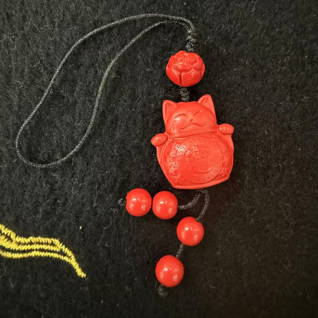 含辰砂工艺品朱砂财财猫手机挂*（多样性发一件）