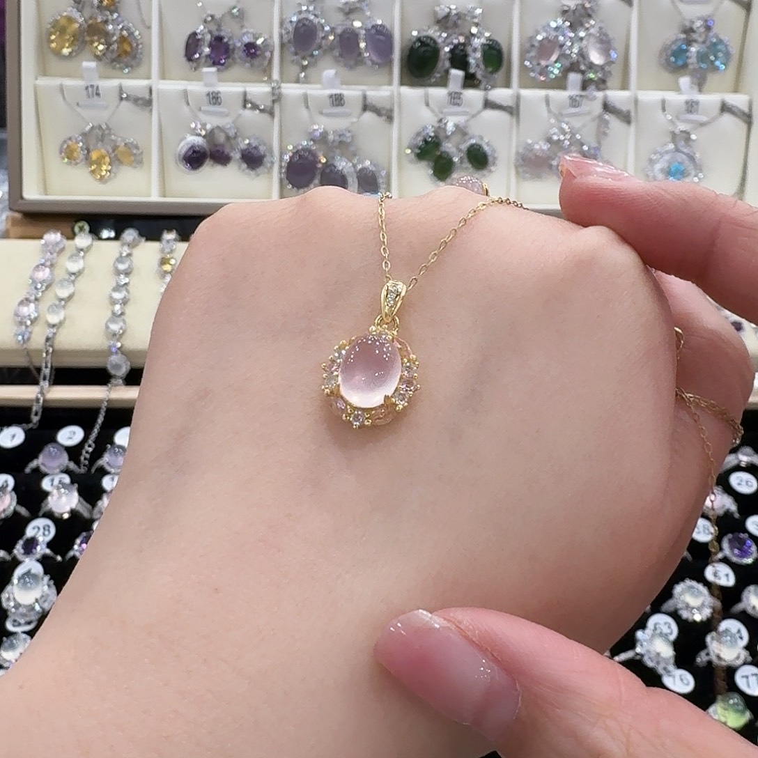 L***l蛇纹石玉银S925镶嵌吊坠(赠链)