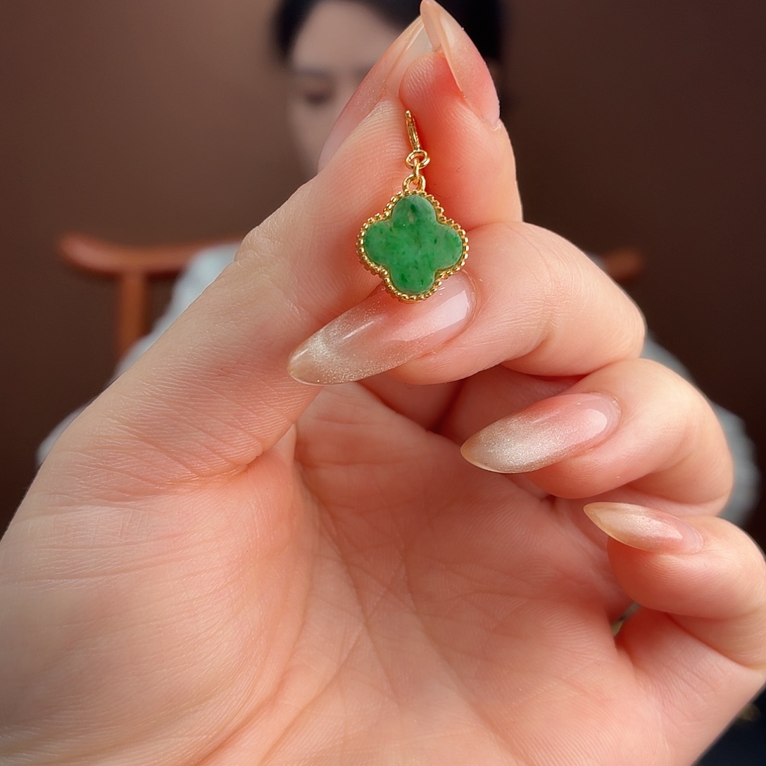 翡翠银S925镶嵌耳饰吊坠