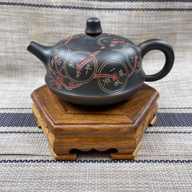 当代 坭兴陶茶壶  全手工制作 时来运转壶  150cc左右带一个杯