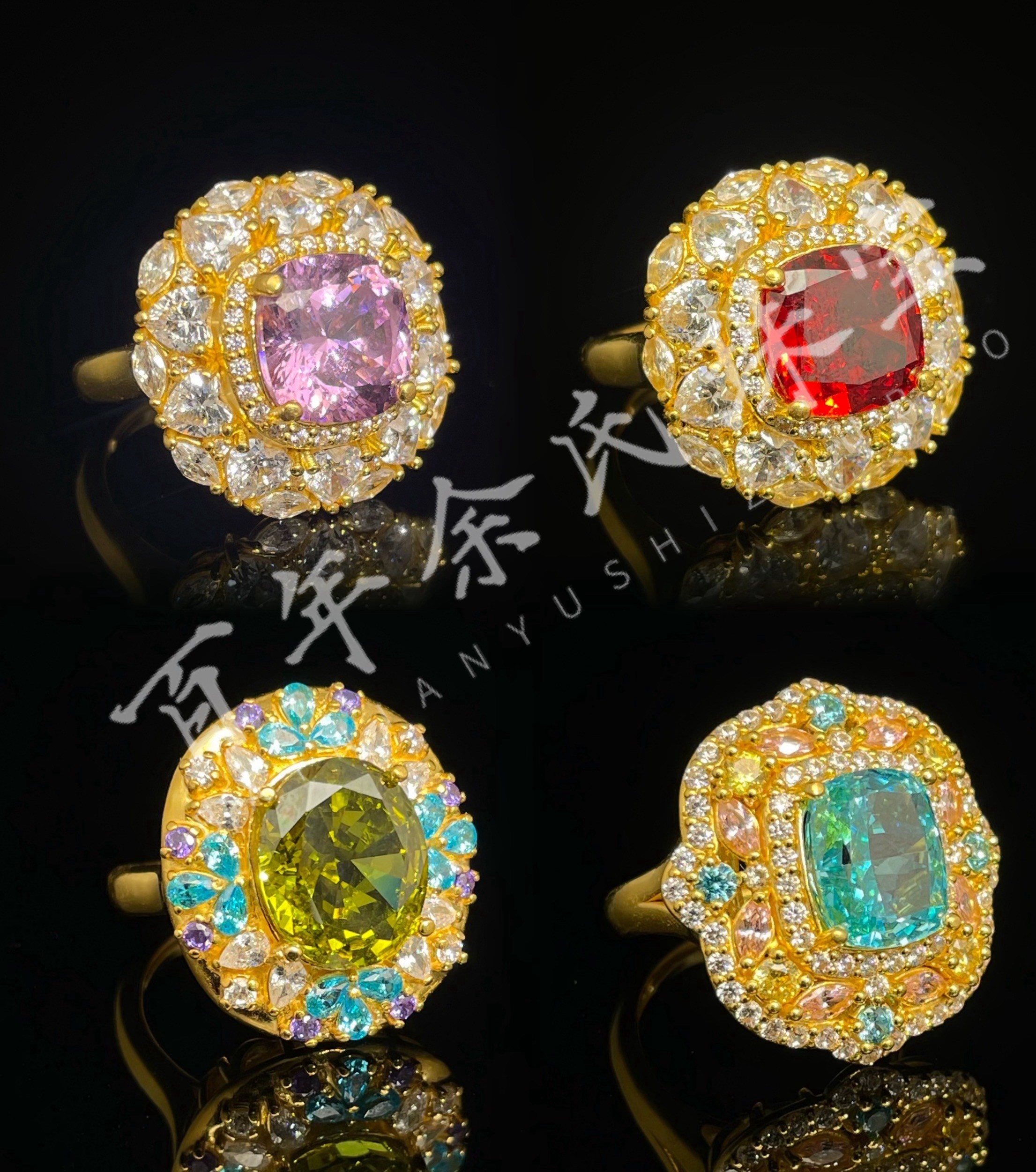 秘密花园—足金999镶嵌女戒高奢黄金戒指净金重