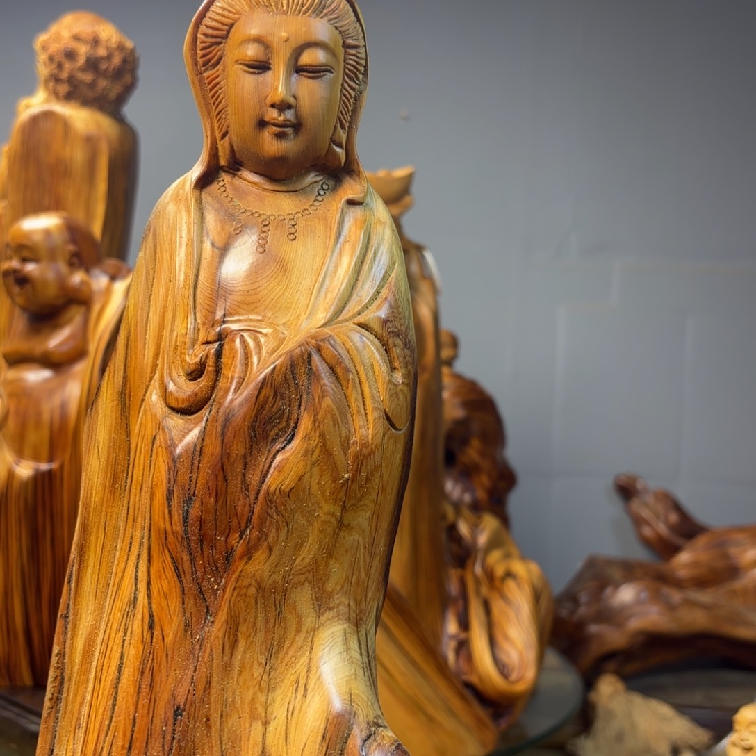 染料紫檀（血檀）崖柏摆件66666666666