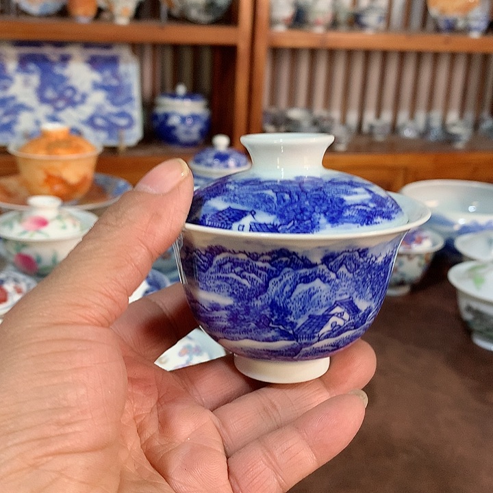 錡镇堂手工手绘盖碗