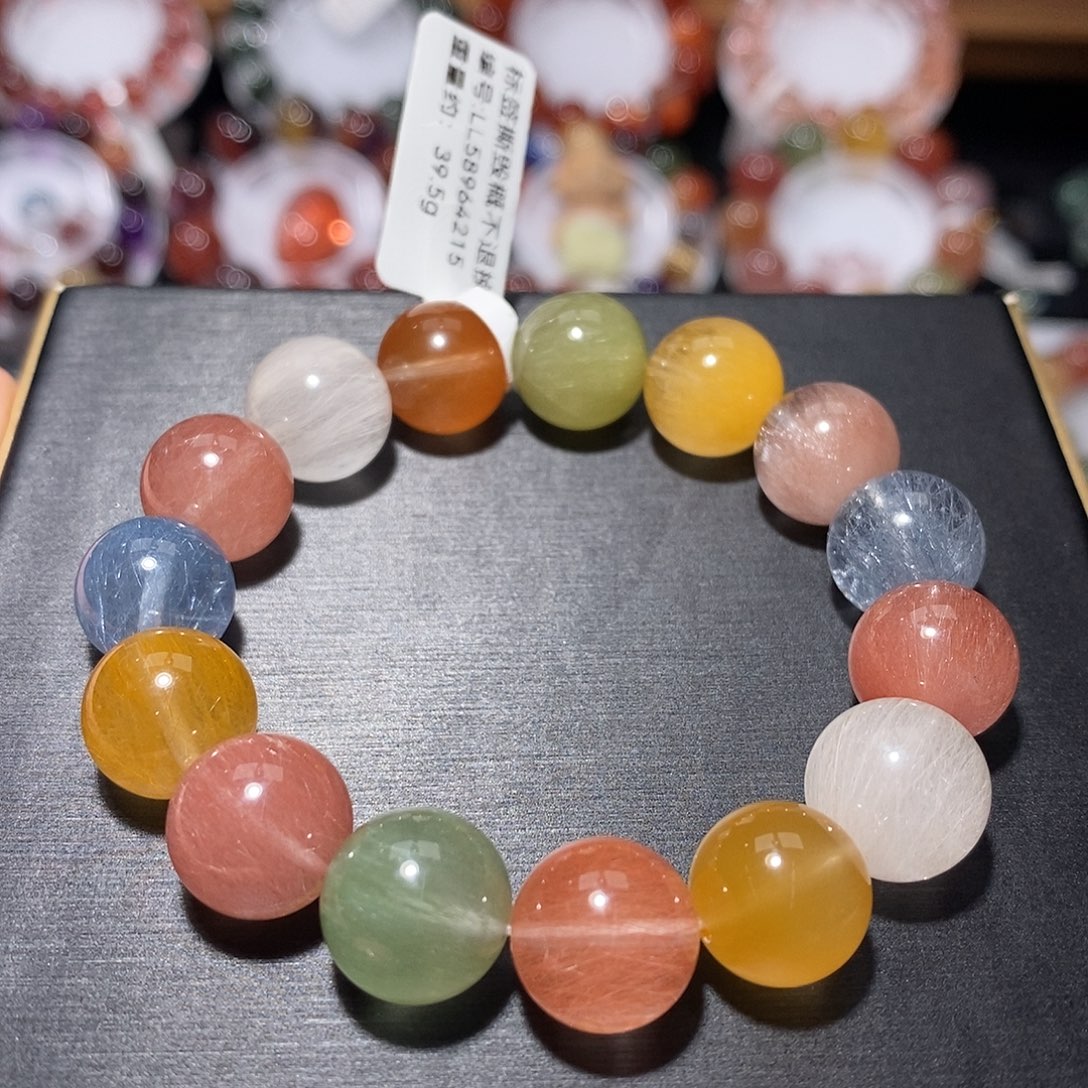 未镶嵌水晶手链F彩兔毛12.5