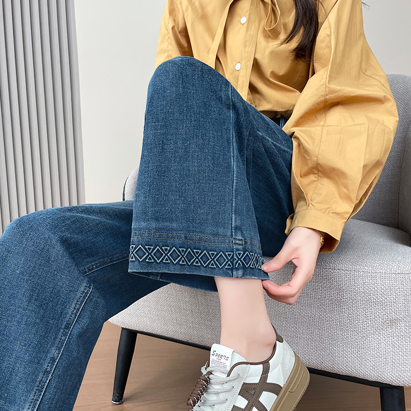 【直播链接】阔腿牛仔裤女2025秋冬新款小个子直筒高腰显瘦加绒裤子