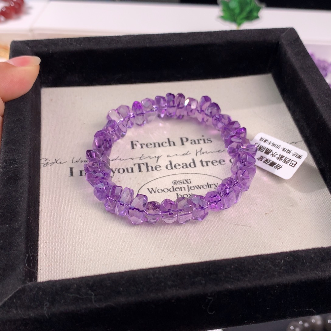 未镶嵌手链紫晶高品巴西紫钻切13mm